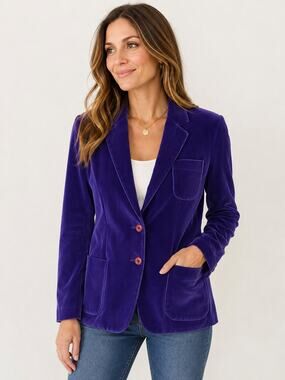 Vintage Purple Velvet Blazer Jacket Classic Two Button Velvet Coat
